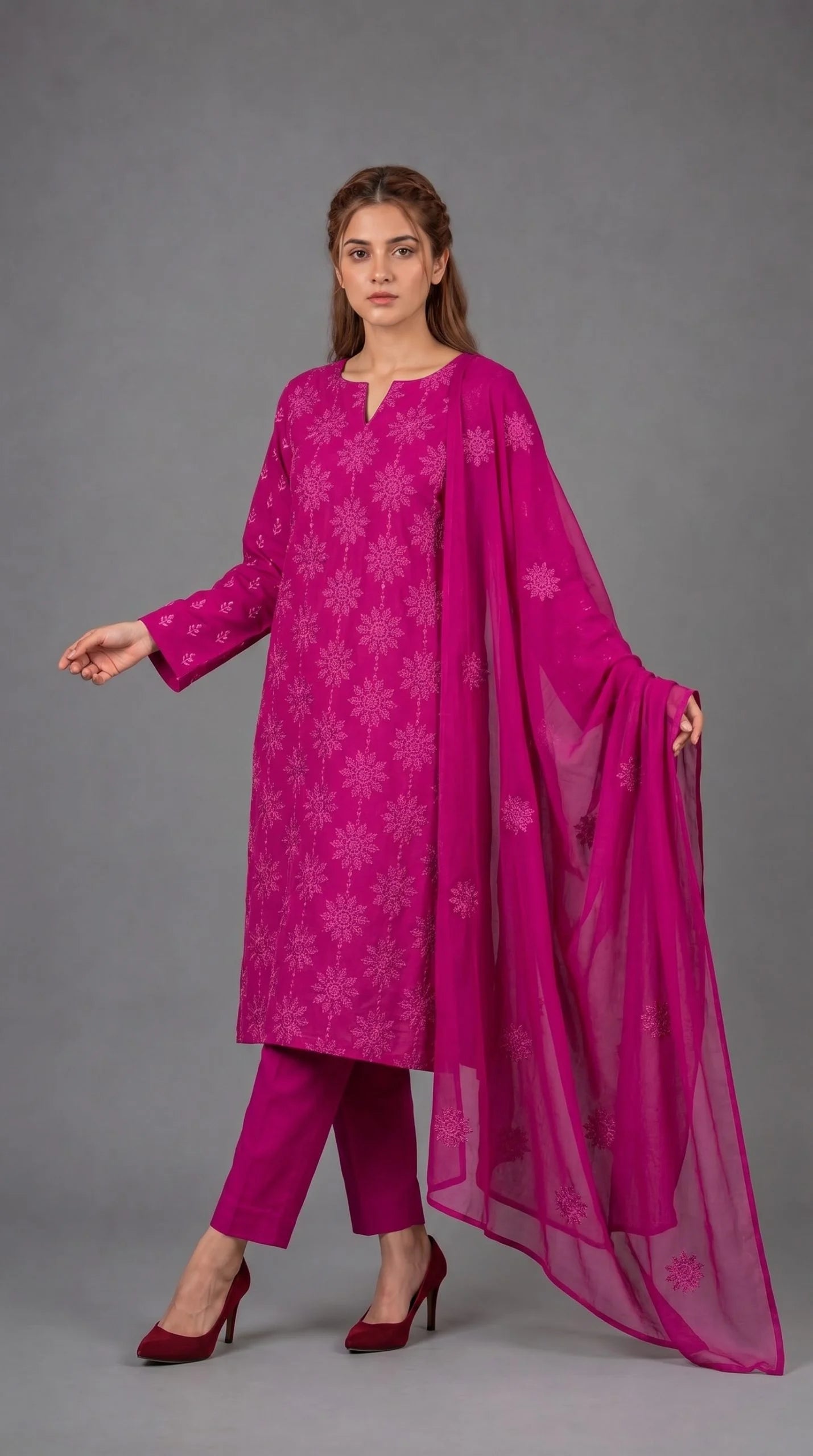 Lawn Suit 3 Piece Unstitched Embroidered – AJC-BB007