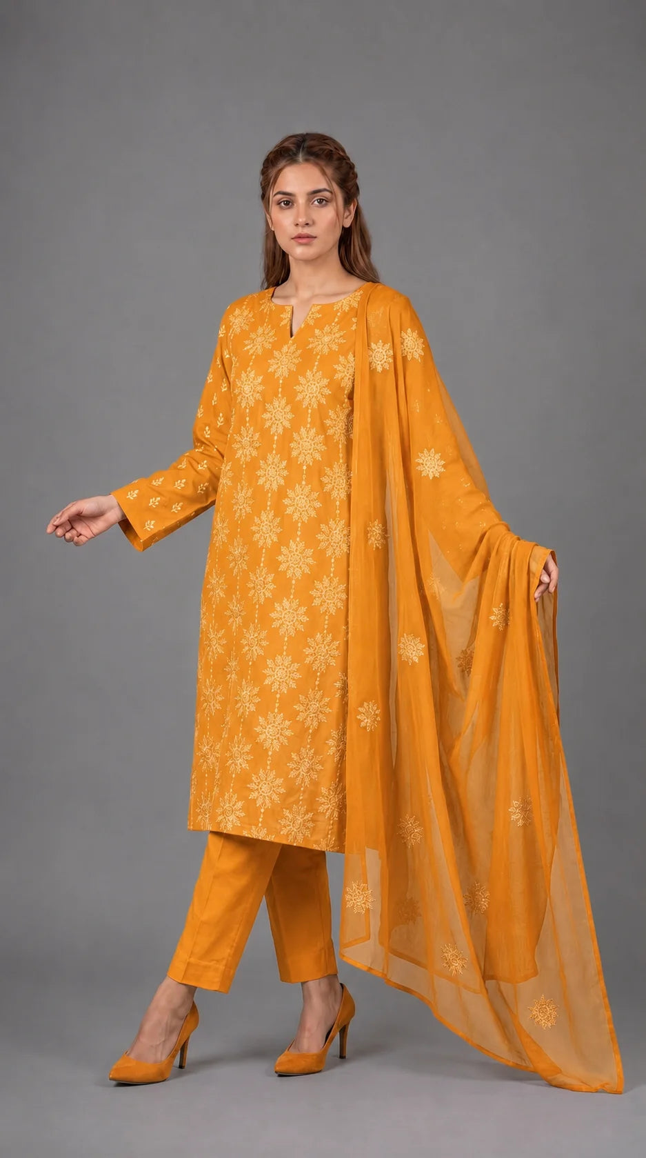 Lawn Suit 3 Piece Unstitched Embroidered – AJC-BB007