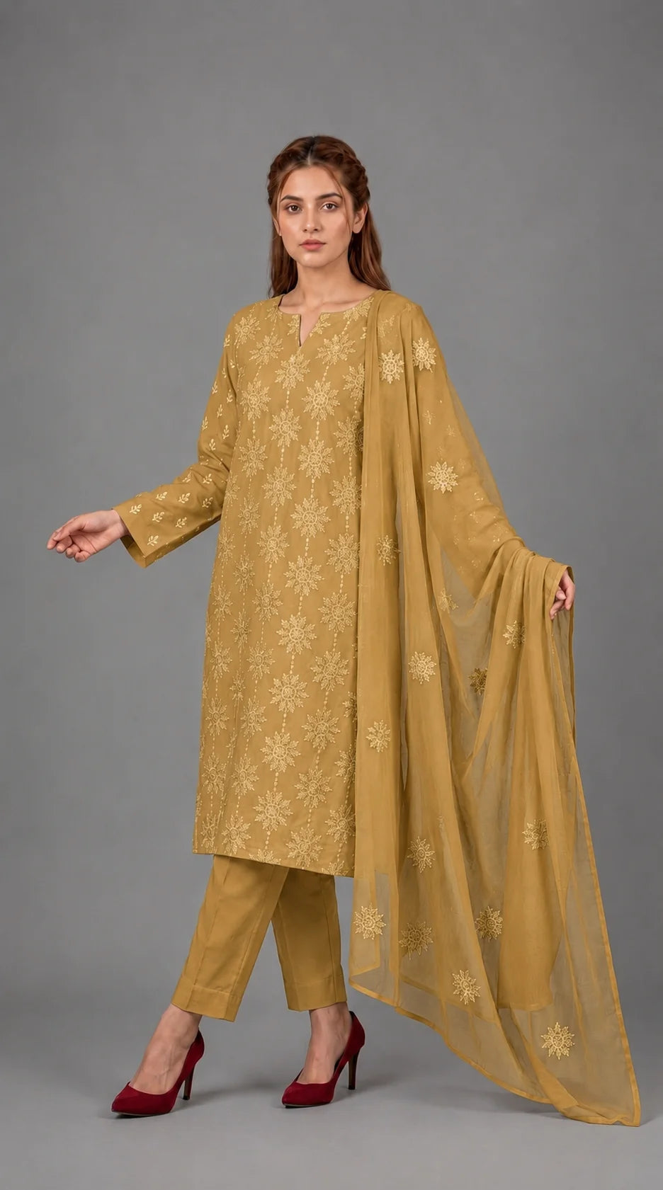 Lawn Suit 3 Piece Unstitched Embroidered – AJC-BB007