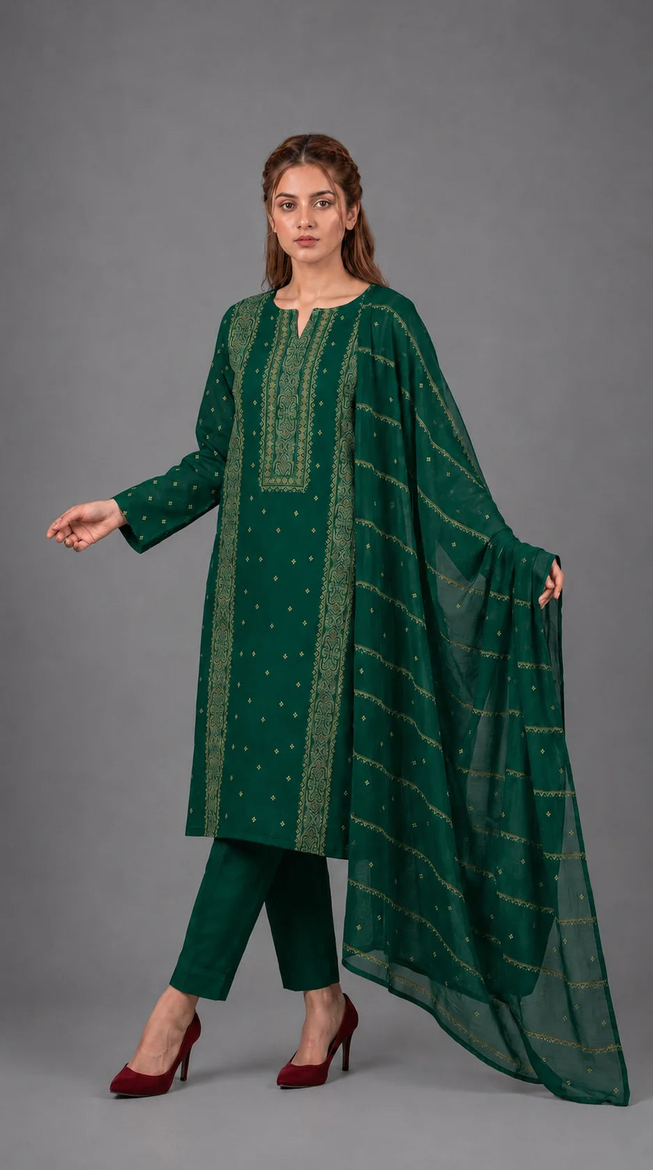 Lawn Suit 3 Piece Unstitched Embroidered – AJC-BB018