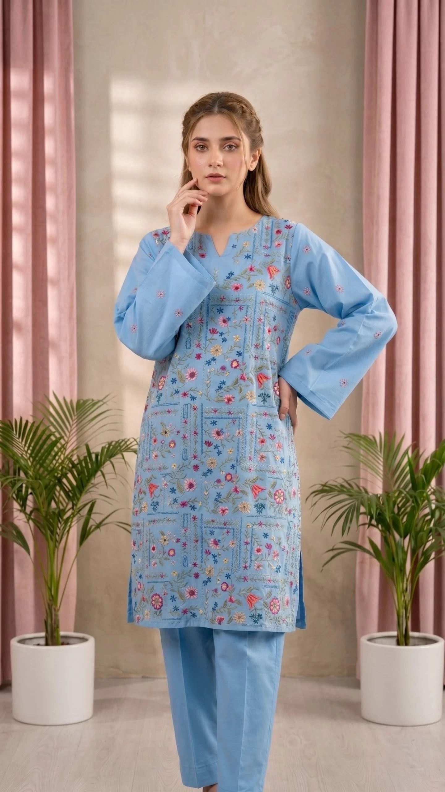Lawn Suit 2 Piece Unstitched Embroidered – AJC-TP093
