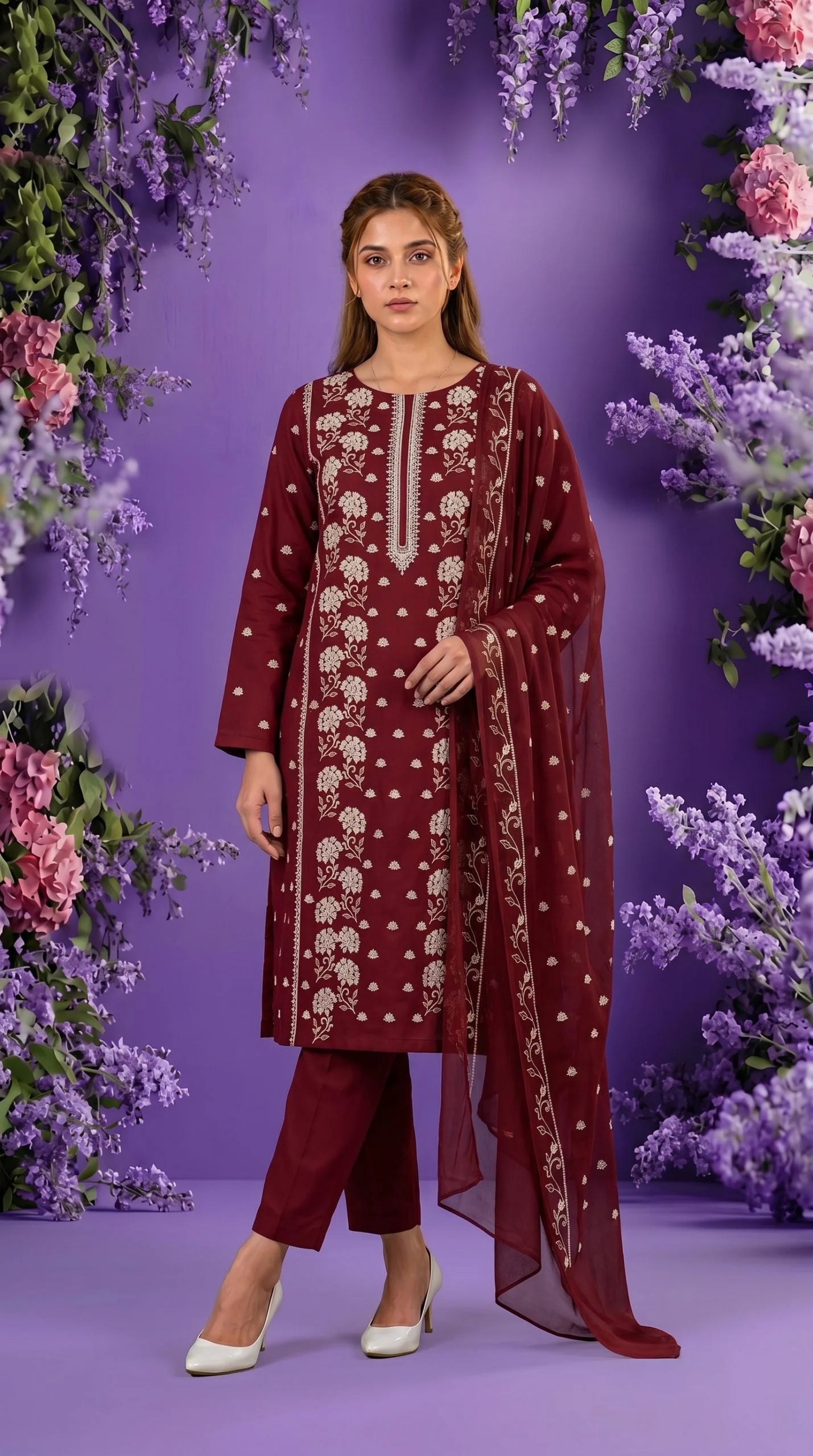 Lawn 3 Piece Unstitched Embroidered Suit AJC-BB027