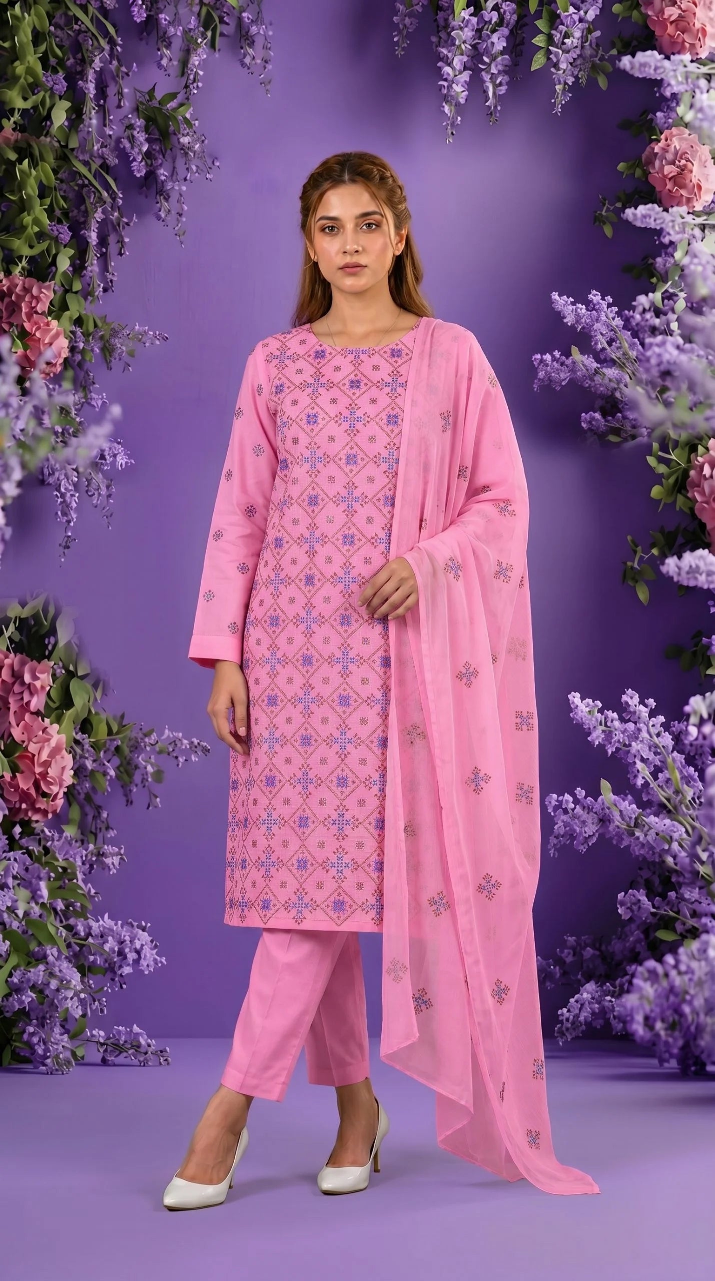 Lawn 3 Piece Unstitched Embroidered Suit AJC-BB035