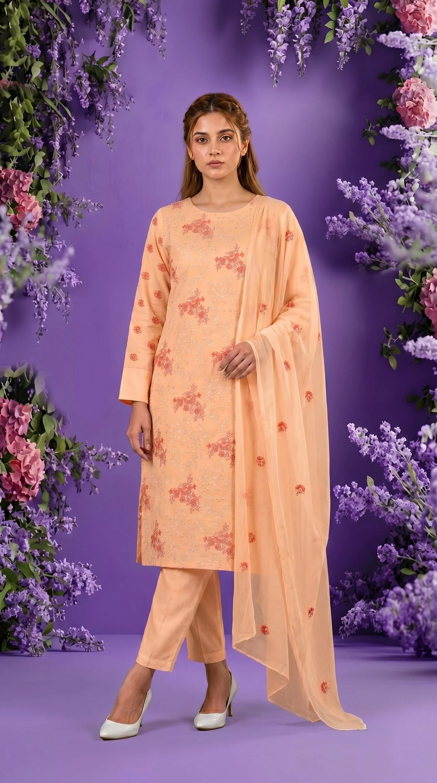 Lawn 3 Piece Unstitched Embroidered Suit AJC-BB030