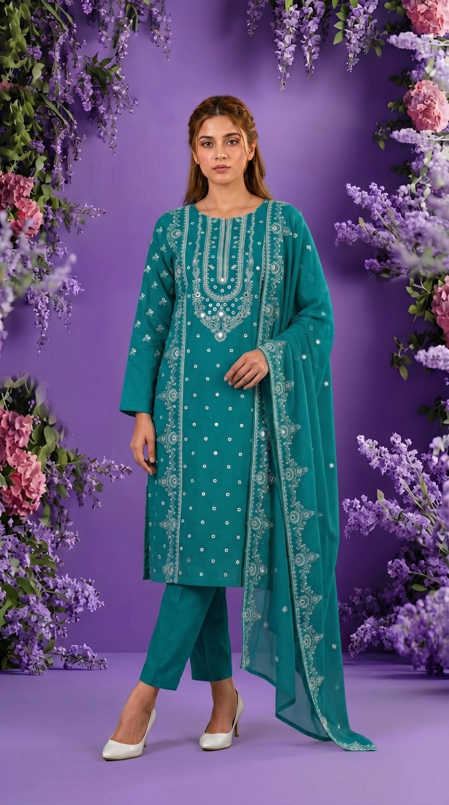 Lawn 3 Piece Unstitched Embroidered Suit AJC-BB026