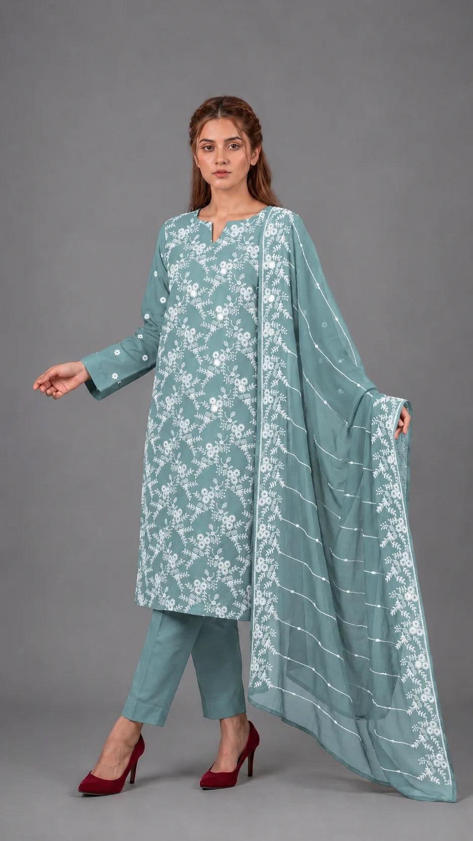Lawn Suit 3 Piece Unstitched Embroidered – AJC-BB129