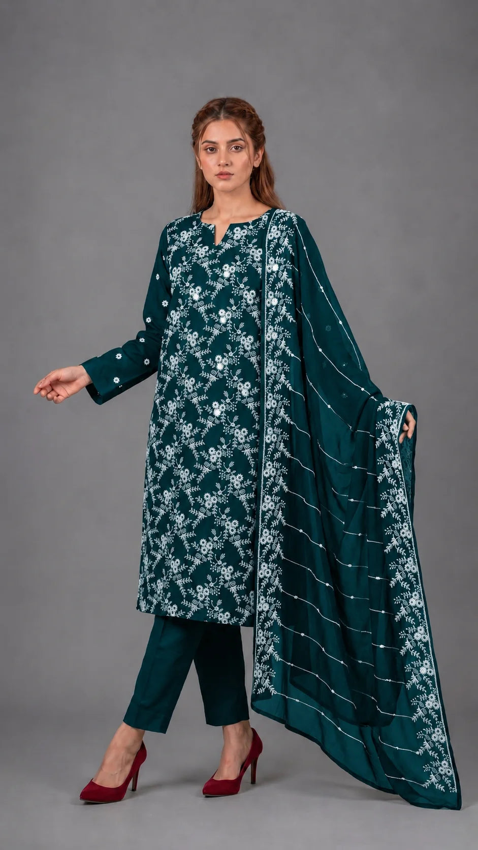 Lawn Suit 3 Piece Unstitched Embroidered – AJC-BB129