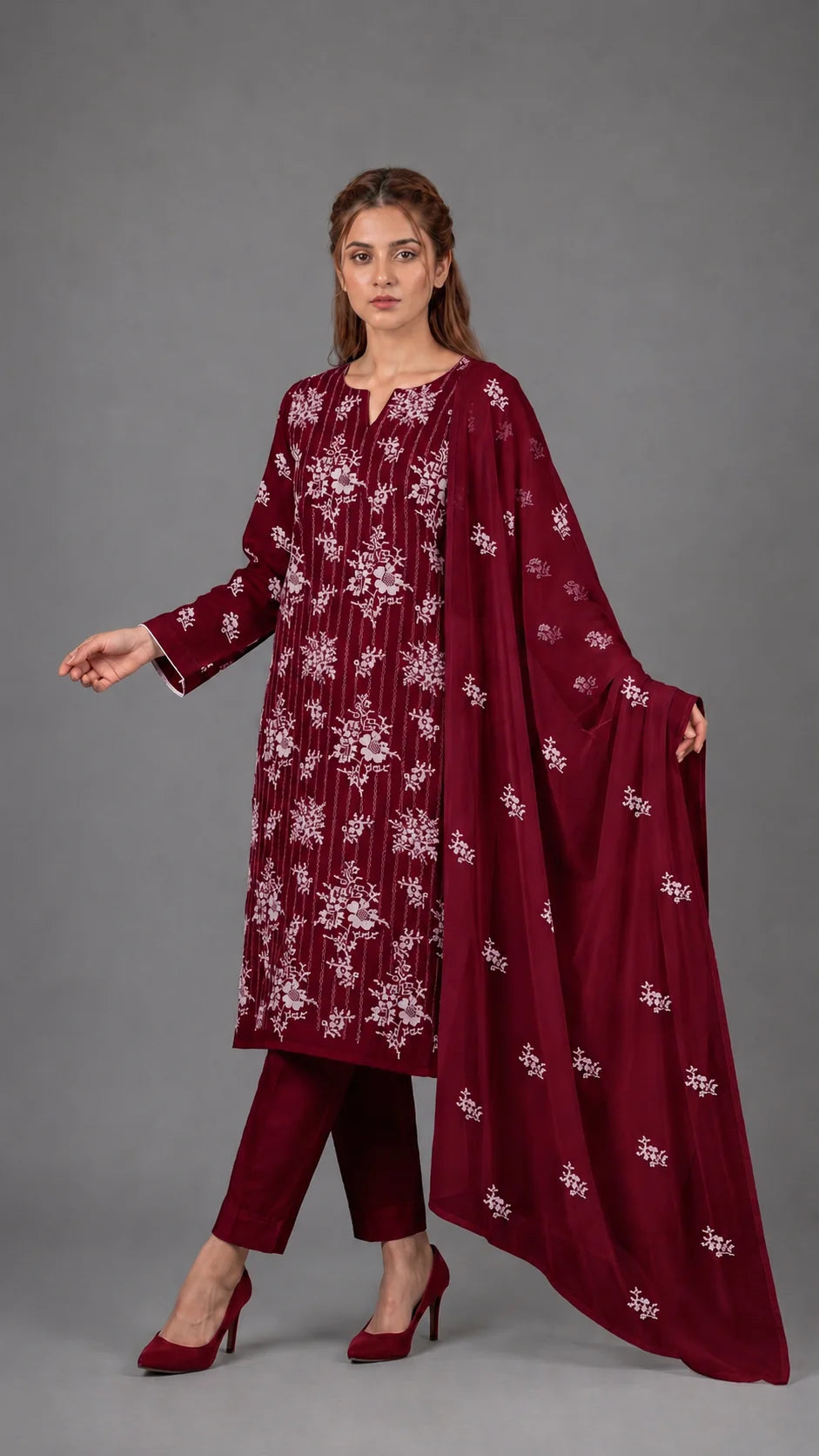 Lawn Suit 3 Piece Unstitched Embroidered – AJC-BB156