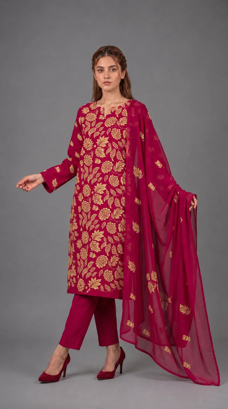 Lawn Suit 3 Piece Unstitched Embroidered – AJC-BB157