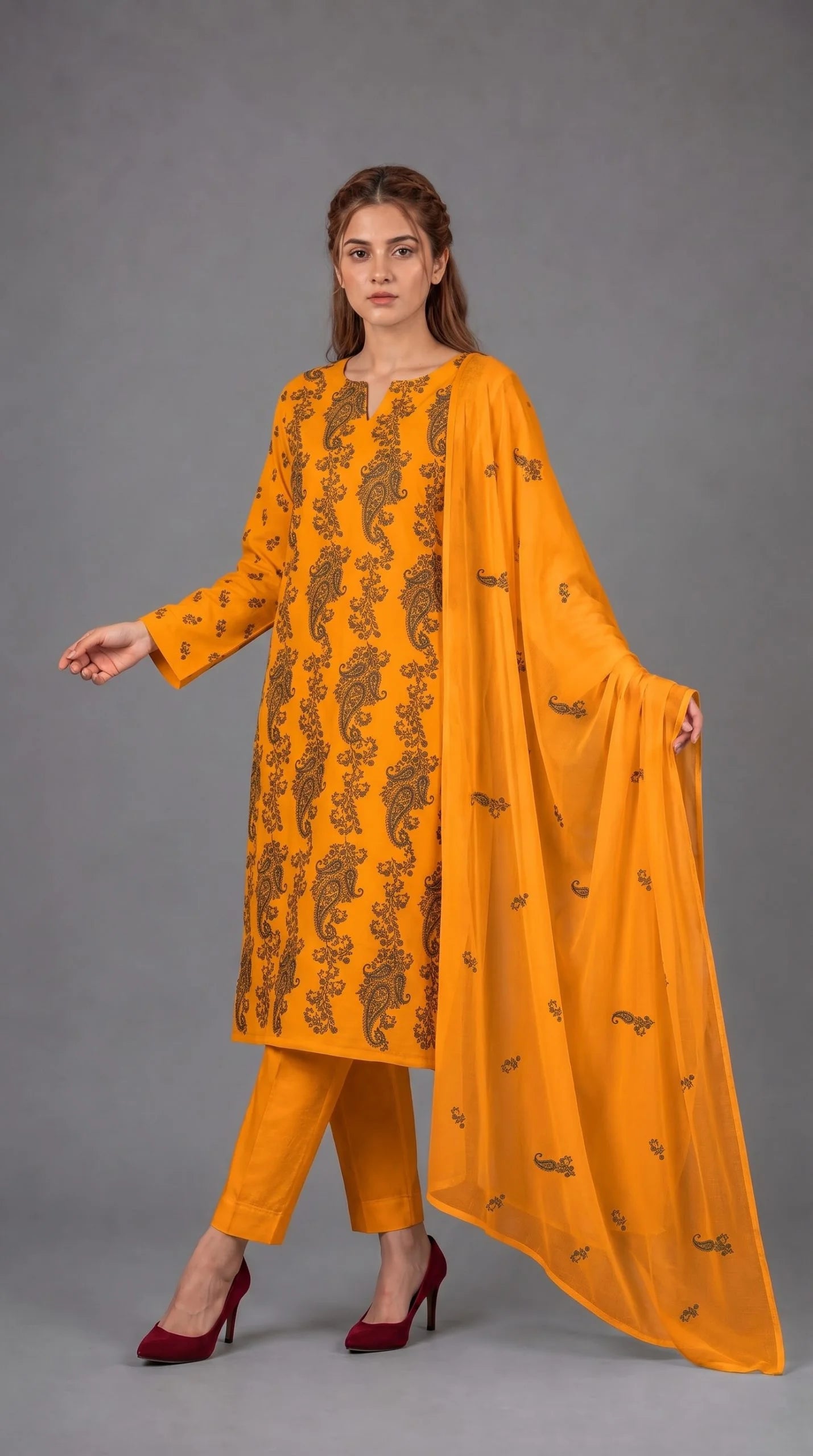 Lawn Suit 3 Piece Unstitched Embroidered – AJC-BB158