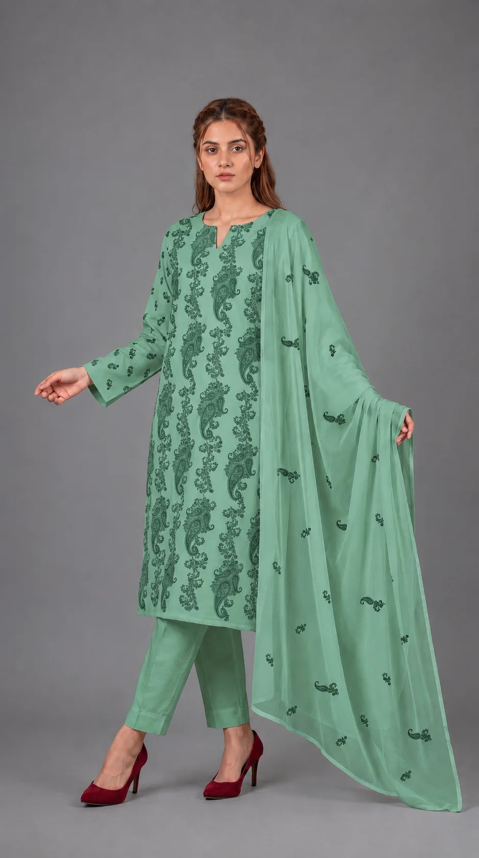 Lawn Suit 3 Piece Unstitched Embroidered – AJC-BB158