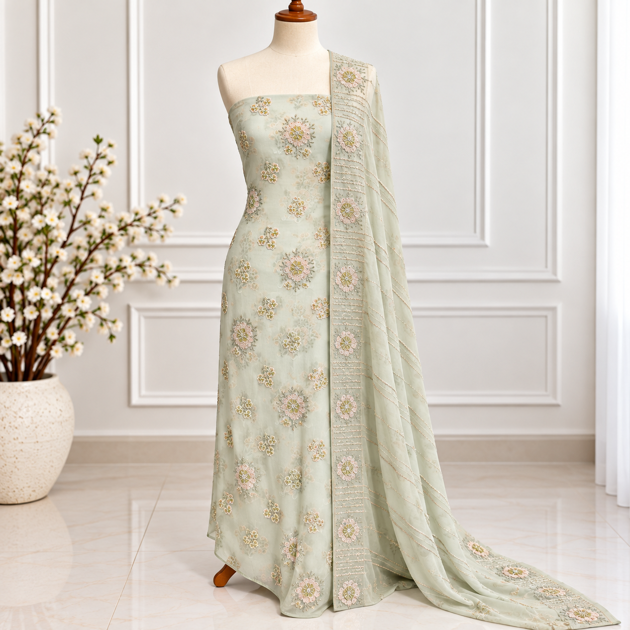 Embroidered Chiffon 2 Piece (09)