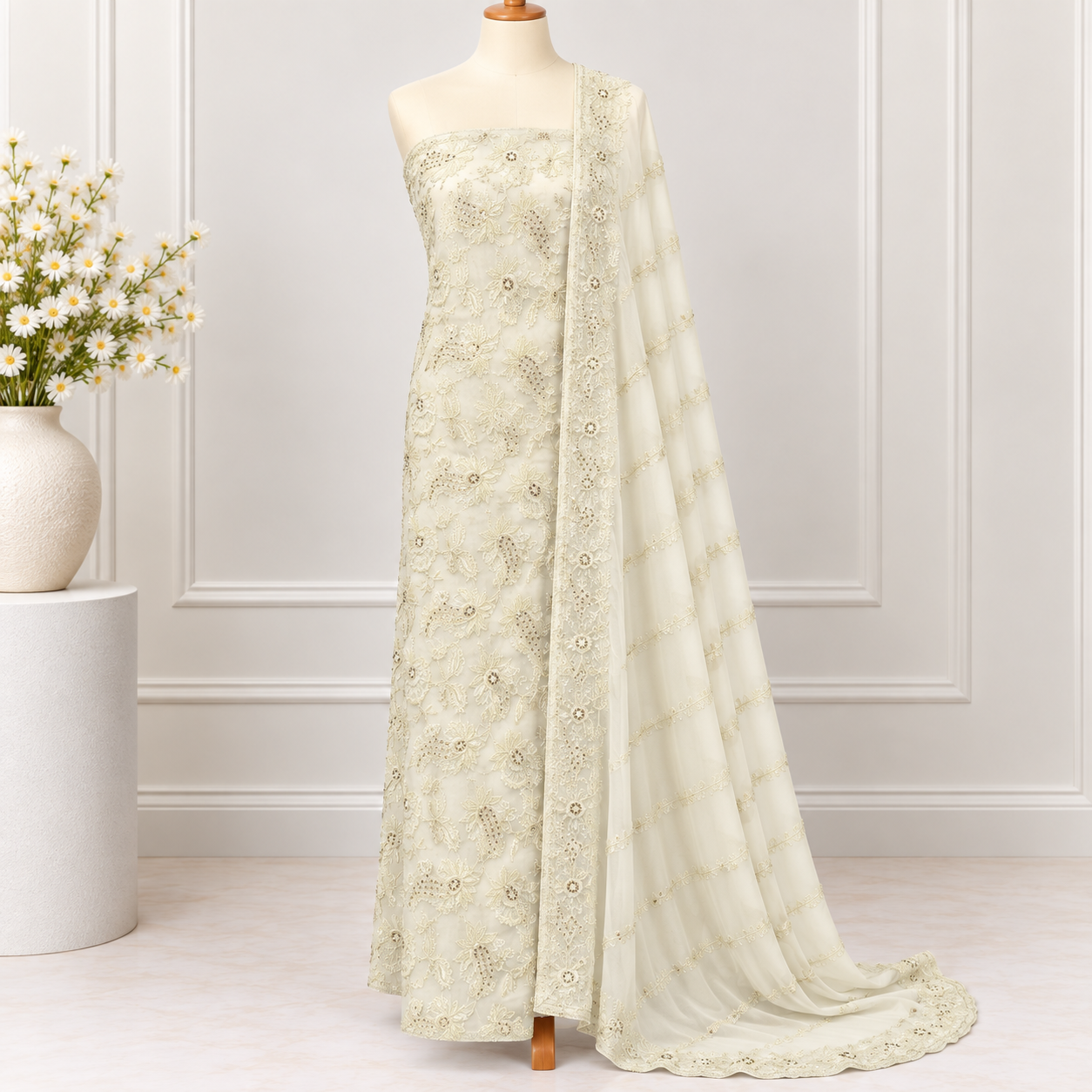 Embroidered Chiffon 2 Piece Side Bazoo(41)