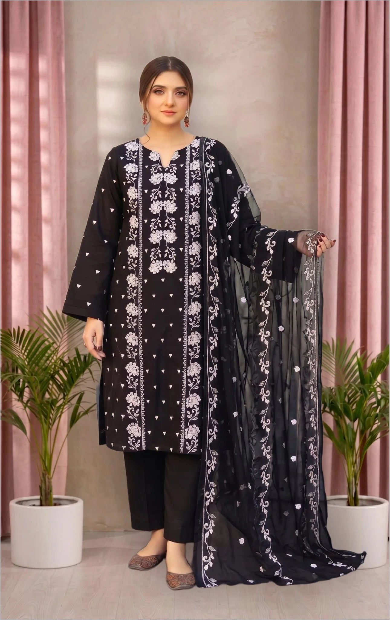 3 Piece Unstitched Embroidered Lawn Suit – AJC-BB051