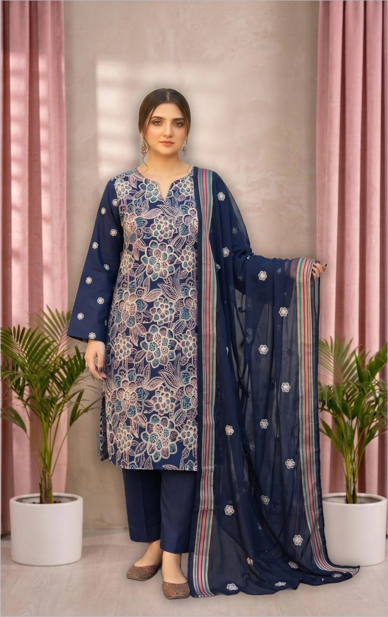 Lawn Suit 3 Piece Unstitched Embroidered – AJC-BB071