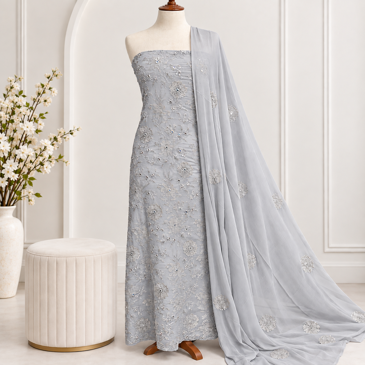 Embroidered Chiffon 2 Piece All Over(49)