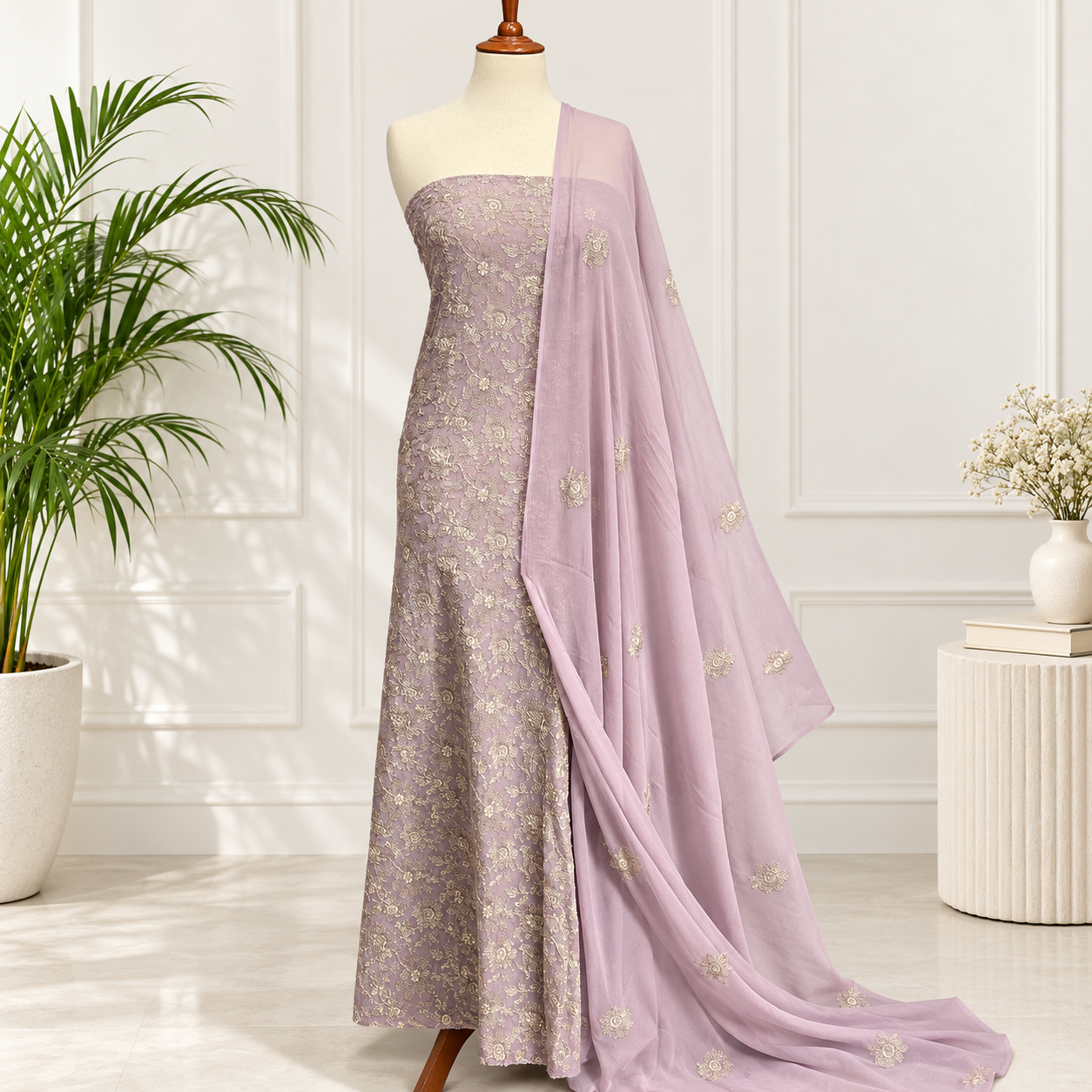 Embroidered Chiffon 2 Piece All Over(36)
