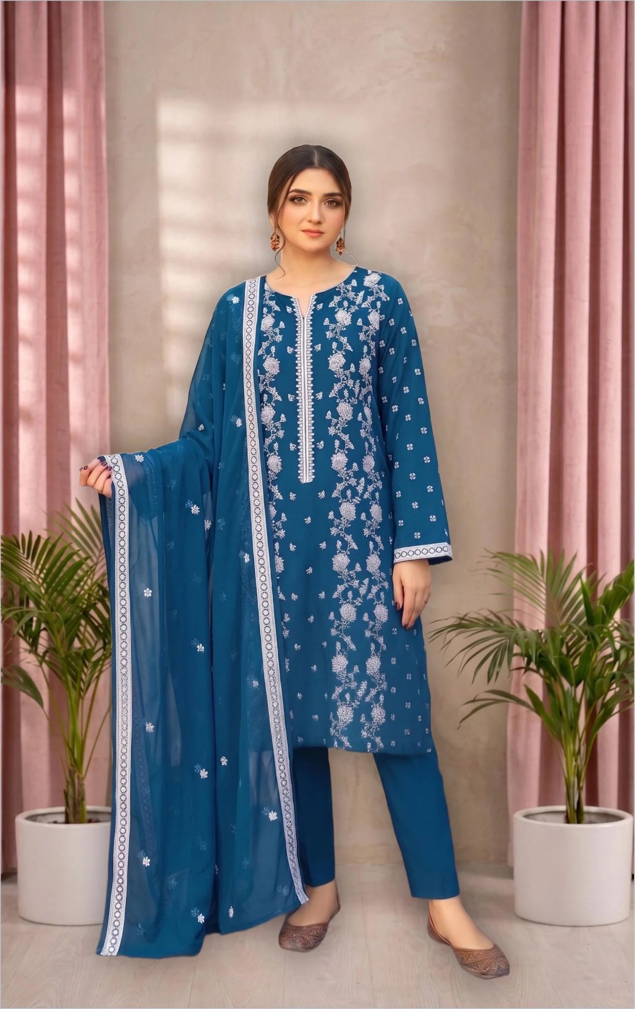 Lawn Suit 3 Piece Unstitched Embroidered – AJC-BB074