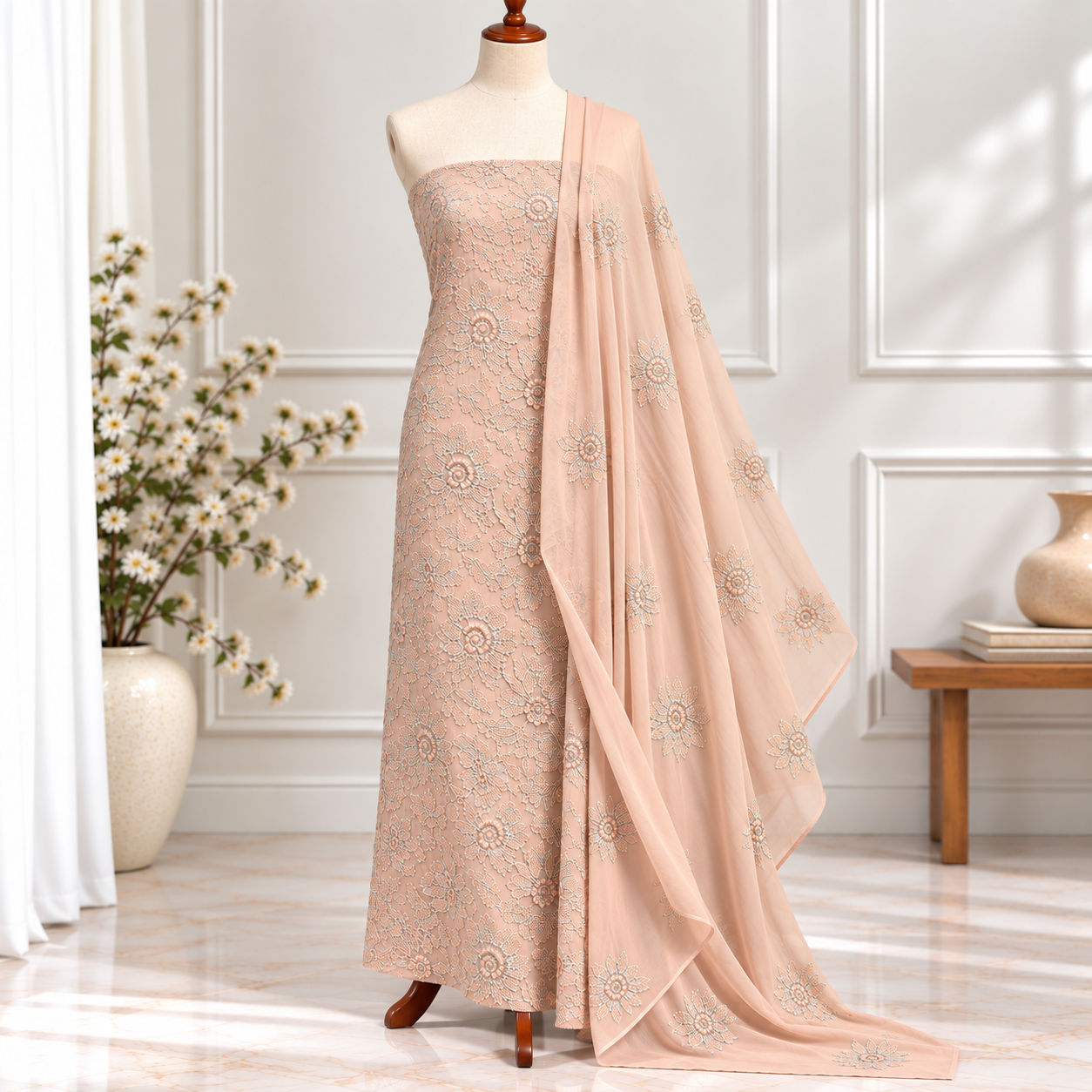 Embroidered Chiffon 2 Piece All Over(37)