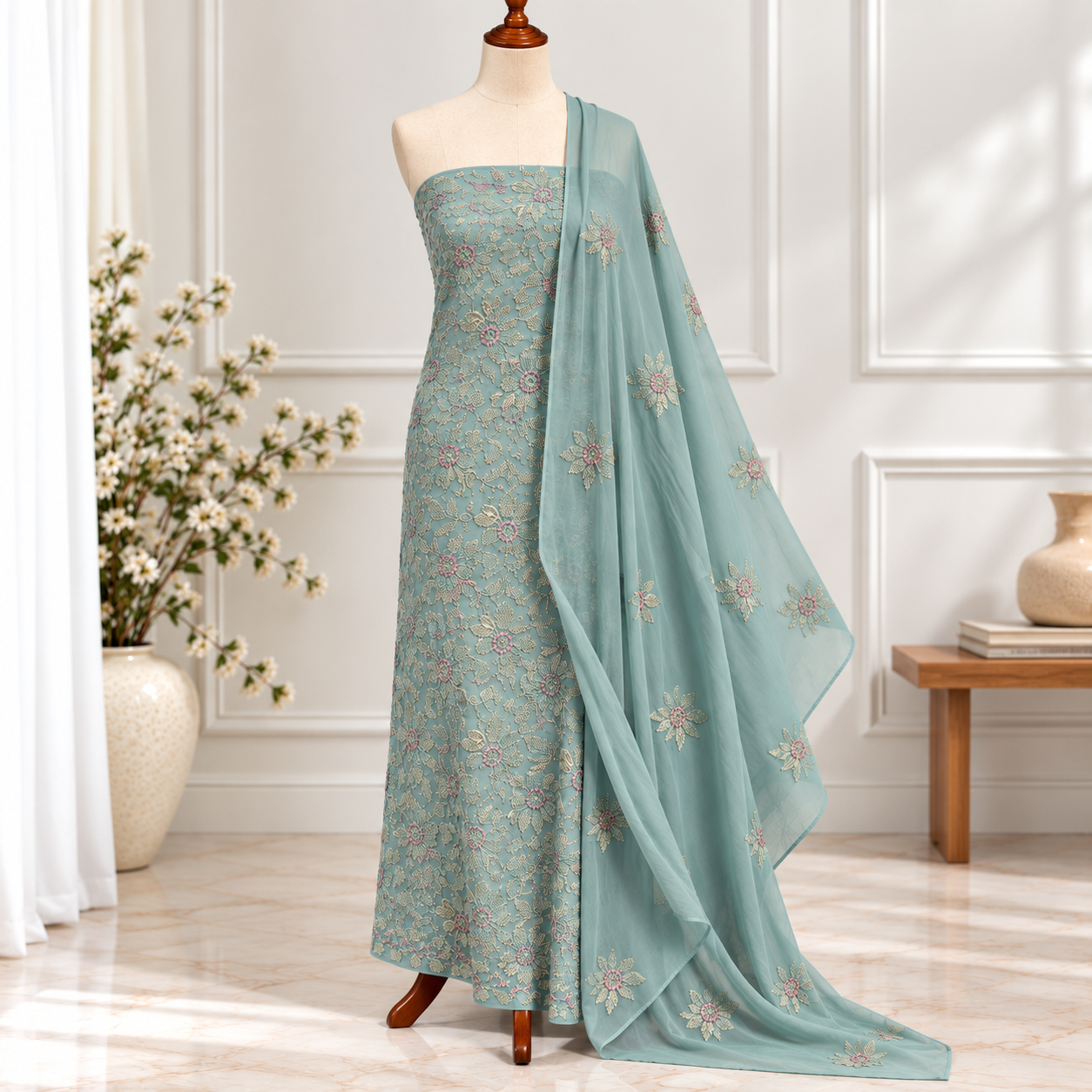 Embroidered Chiffon 2 Piece All Over(31)