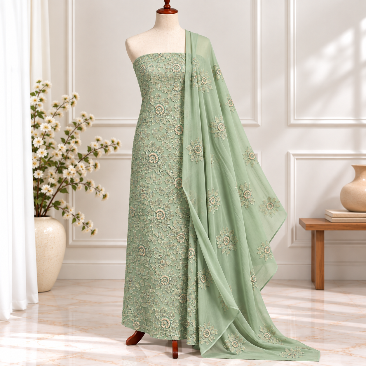 Embroidered Chiffon 2 Piece All Over(29)