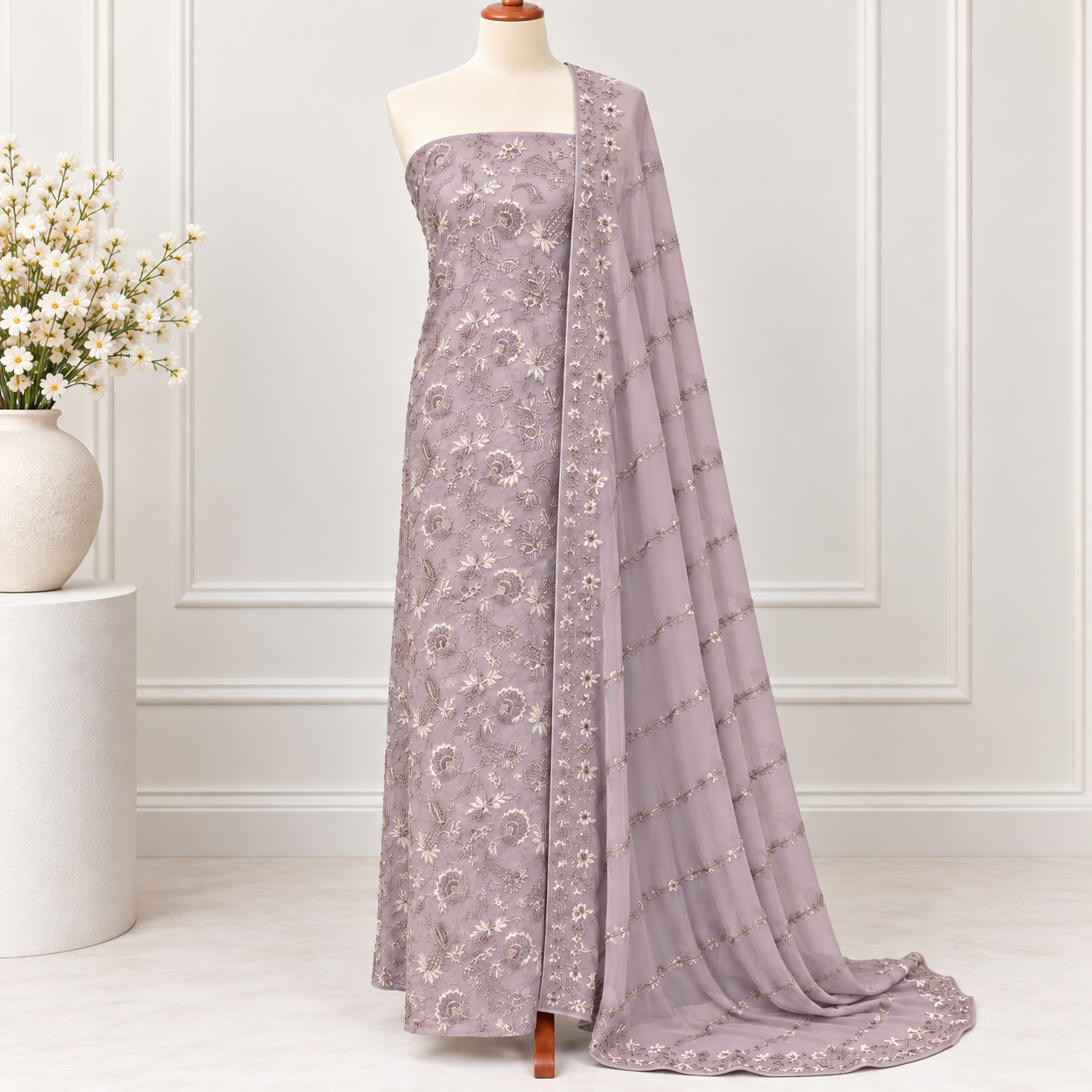 Embroidered Chiffon 2 Piece Side Bazoo(39)