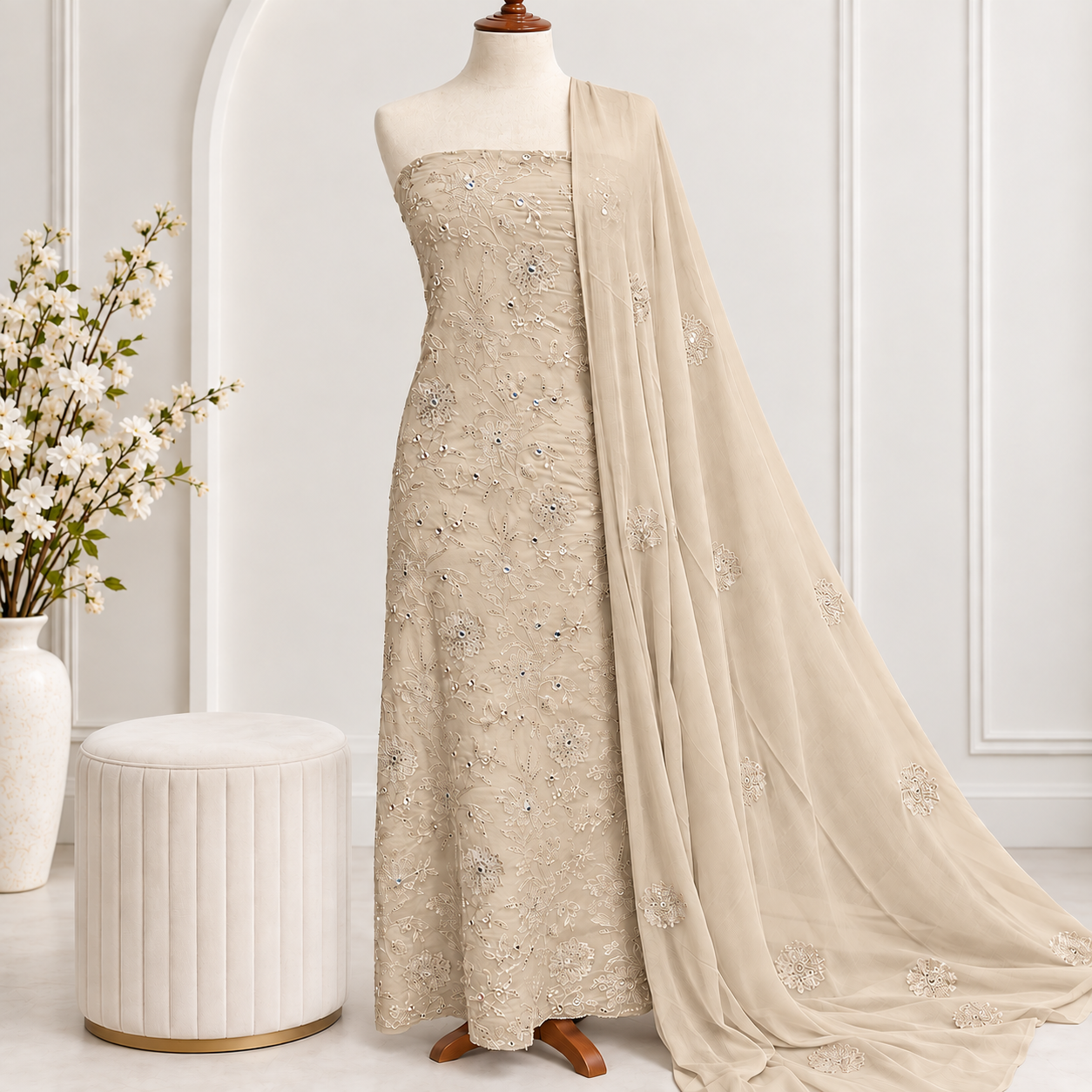Embroidered Chiffon 2 Piece All Over(50)