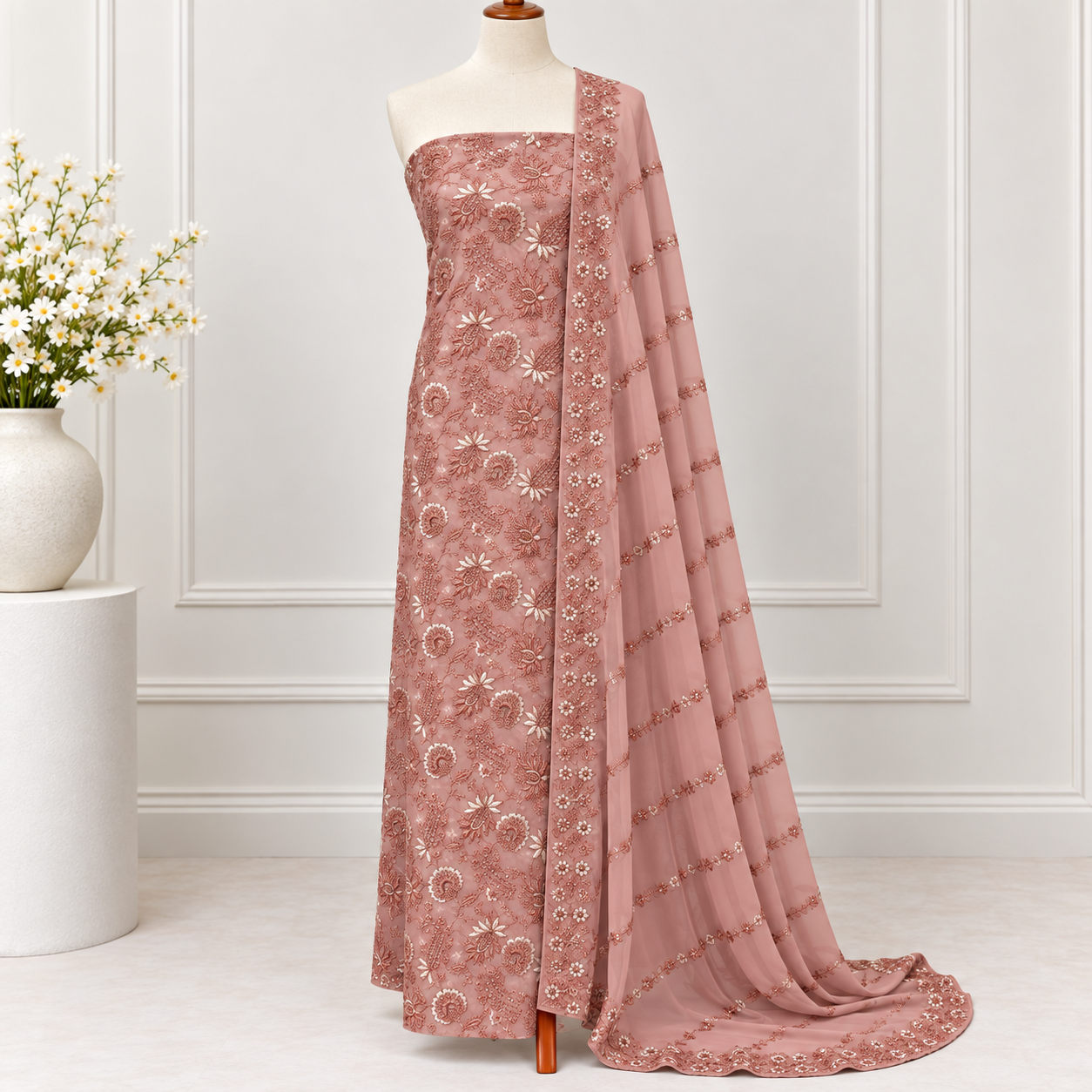 Embroidered Chiffon 2 Piece Side Bazoo(43)