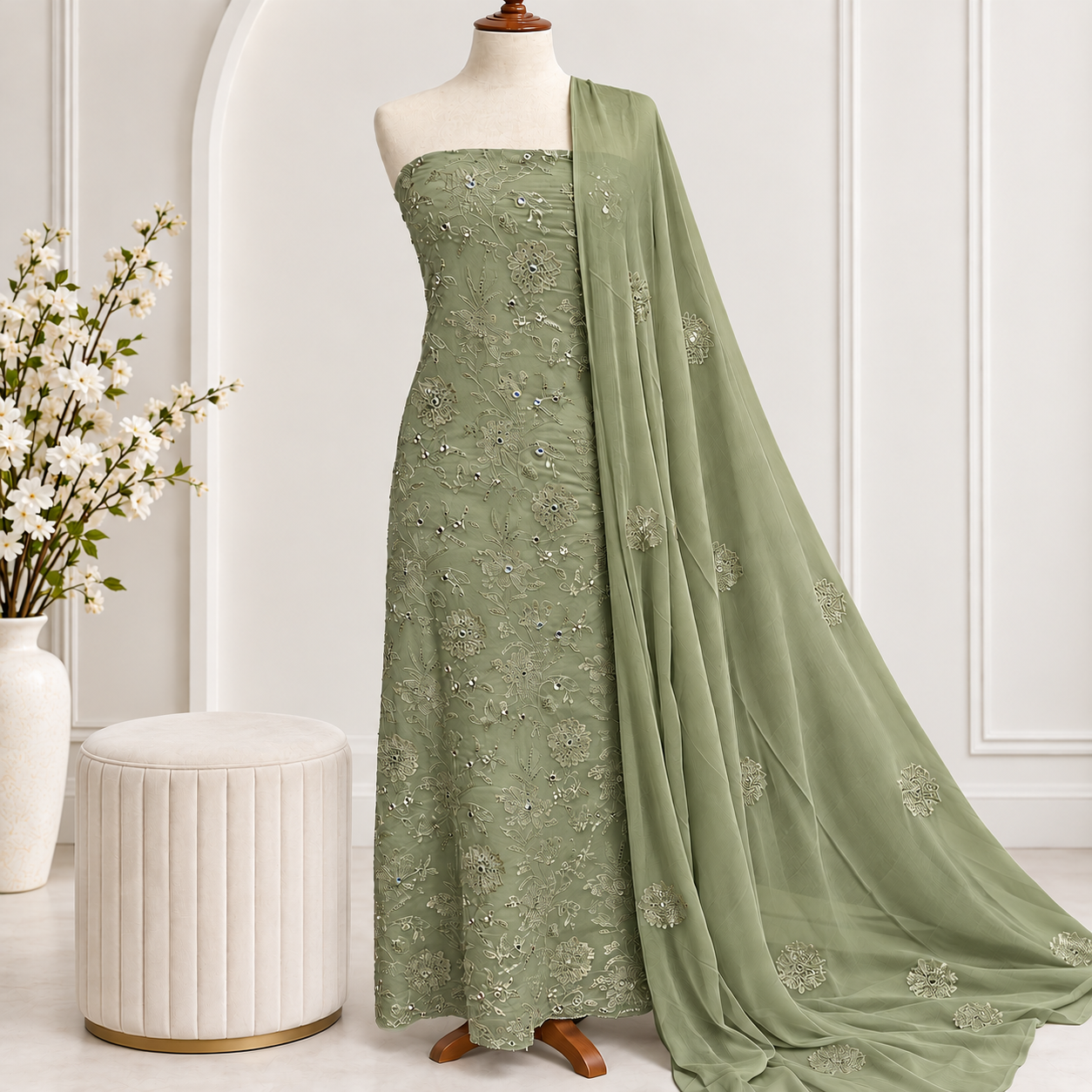Embroidered Chiffon 2 Piece All Over(47)