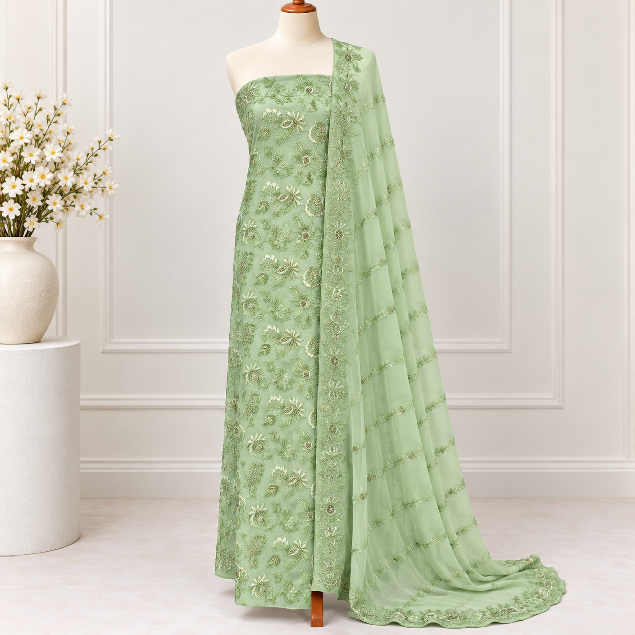 Embroidered Chiffon 2 Piece Side Bazoo(39)