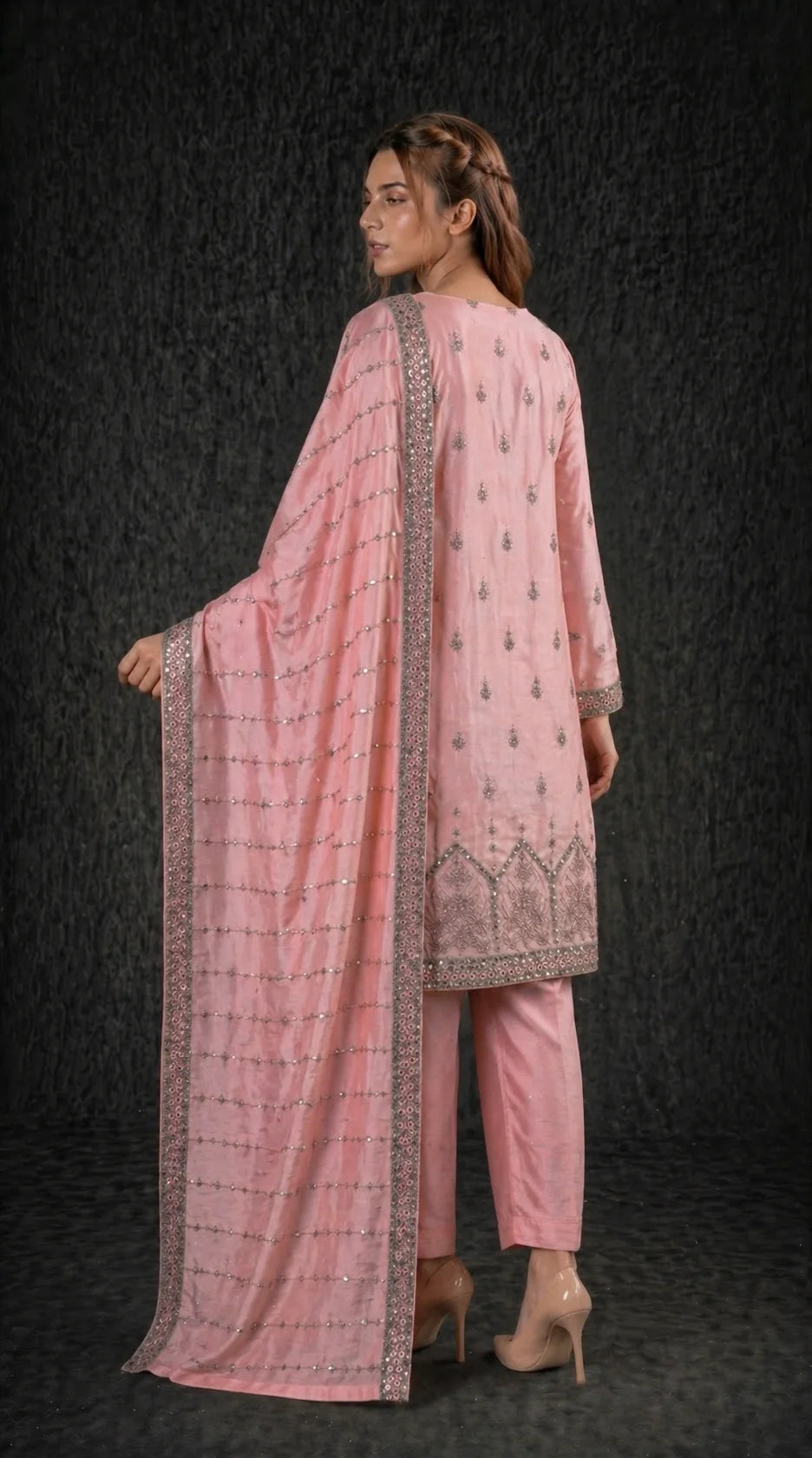 Silk Suit 3 Piece Unstitched Embroidered – AJC-SL01